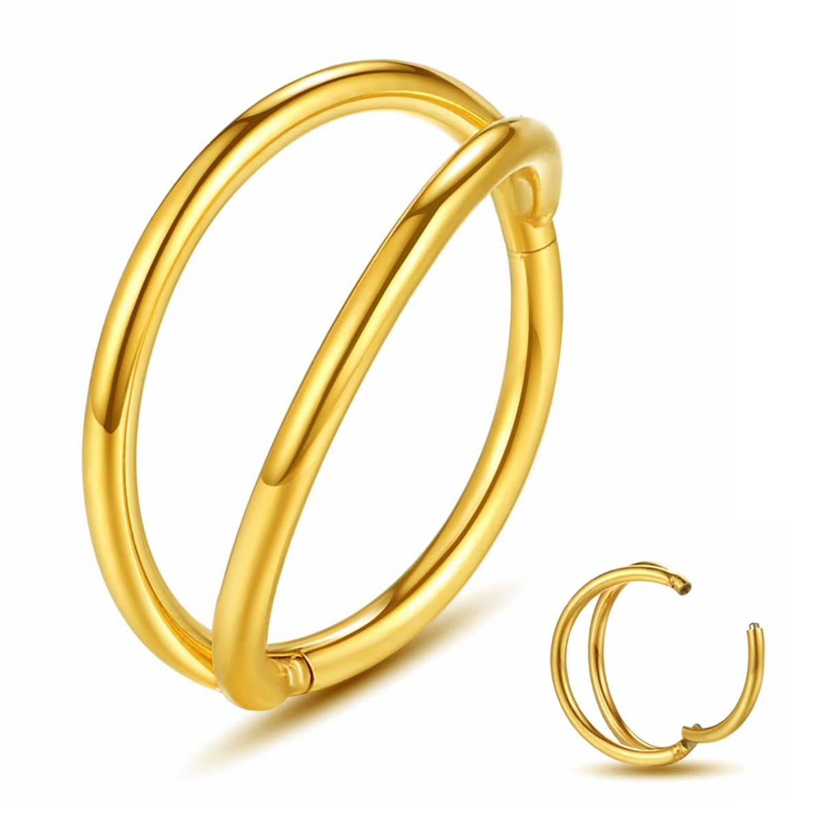 Yrogcu 20G 18G 16G 14G Single/Double Hoop Stainless-Steel Seamless-Hinged-Piercing Segment-Clicker Nose-Ring-Hoop : Diameter 6mm 8mm 10mm 12mm Cartilage Earrings — view 63