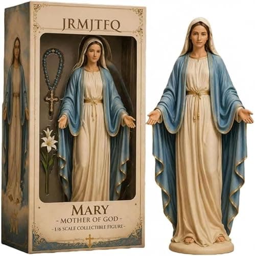 Virgin Mary Collectible Figure, Blessed Mother Madonna Catholic Religious Statue Saint Guadalupe Resin Hand Painted Decor Christian Prayer Altar Gift Home Sculpture(1pc)