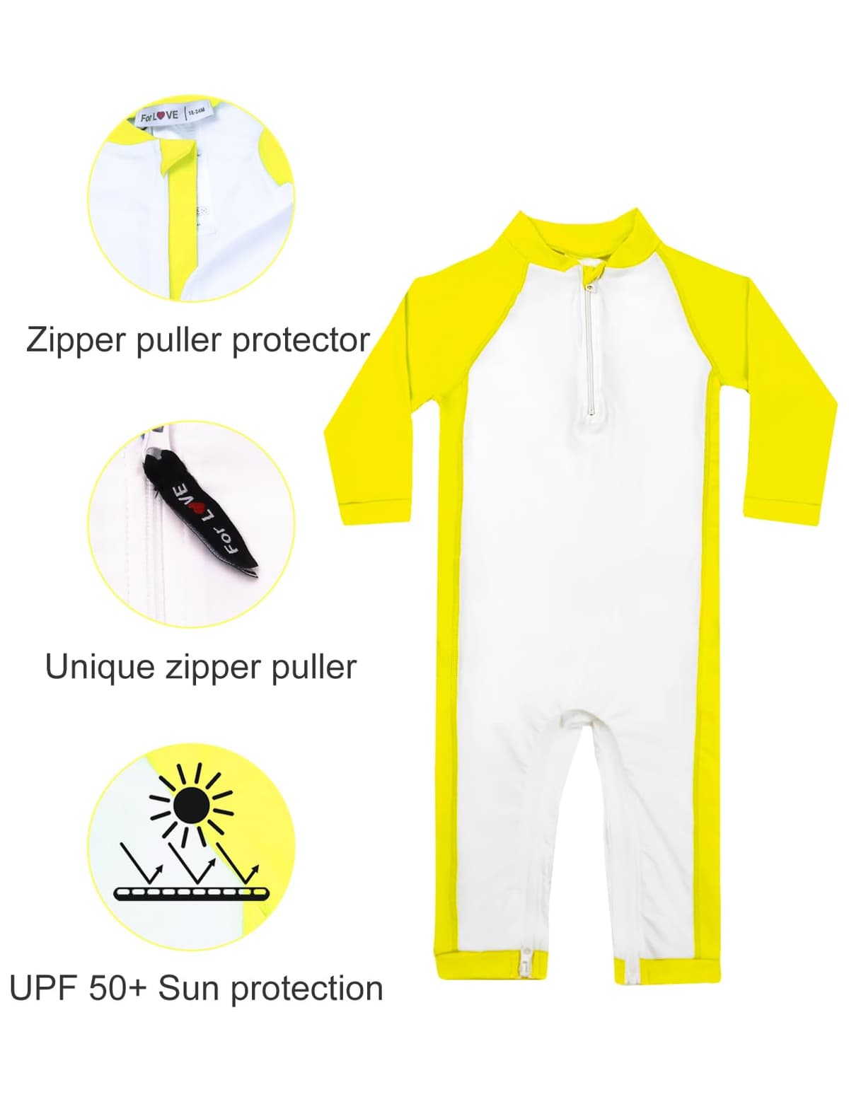 weVSwe Baby Toddler Boy Swimsuit Long Sleeve Baby Swimwear UPF 50+ Sun Protection Rash Guard Swimming Costume with Crotch Zipper 0-3 Years — view 3
