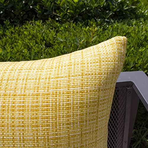 Kevin Textile Pack of 2 Decorative Outdoor Waterproof Throw Pillow Covers Lumbar Pillowcases Modern Cushion Cases for Patio Couch Bench 12 x 20 Inch Yellow — view 6