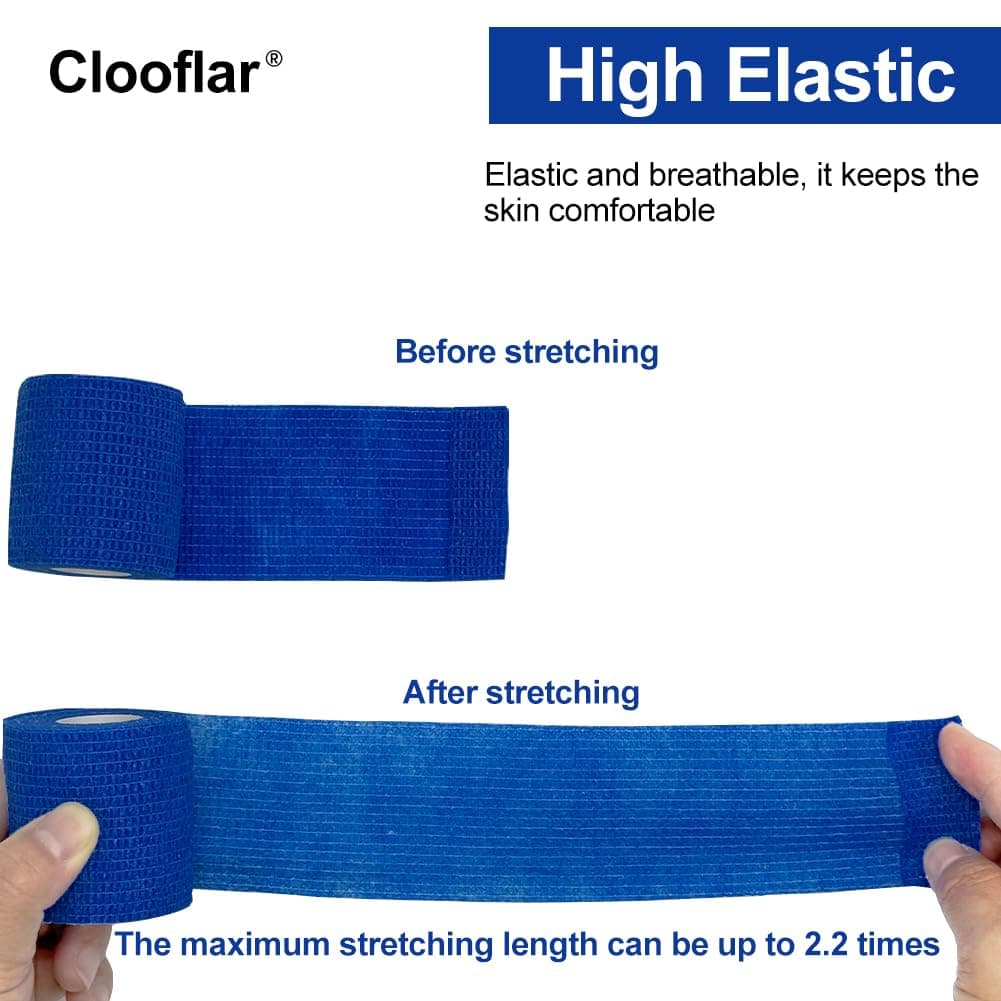Clooflar 16 Pack Self Adhesive Cohesive Bandage, 5cm x 4.5m Elastic Football Sock Tape for Sports, First Aid Medical and Vet Wrap, Grip Tape — view 3