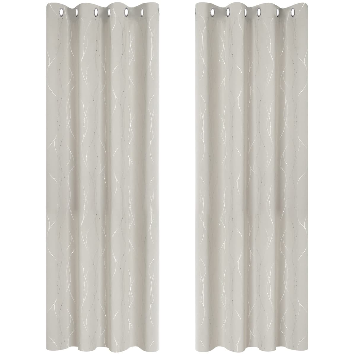 Deconovo Soft Dotted Line Foil Printed Blackout Curtains Thermal Insulated Curtains Eyelet Energy Efficiency Room Darkening Curtains for Bedroom 52 x 72 Inch Light Grey 2 Panels — view 43