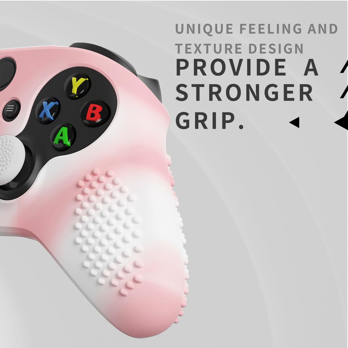 eXtremeRate PlayVital 3D Studded Edition Anti-Slip Silicone Cover Skin for Xbox Series X Controller, Soft Rubber Case Protector for Xbox Series S Controller with Thumb Grip Caps - Pink White — view 2