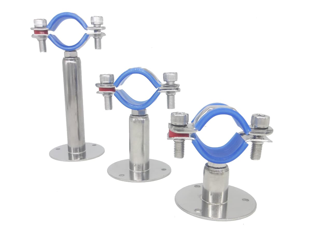 Juego de 2 soportes de pared de acero inoxidable, soporte de techo, soporte de tubo, soporte de tubo ajustable, abrazaderas de tubo para diámetro exterior de 38 mm a 40 mm, tipo corto … — view 4
