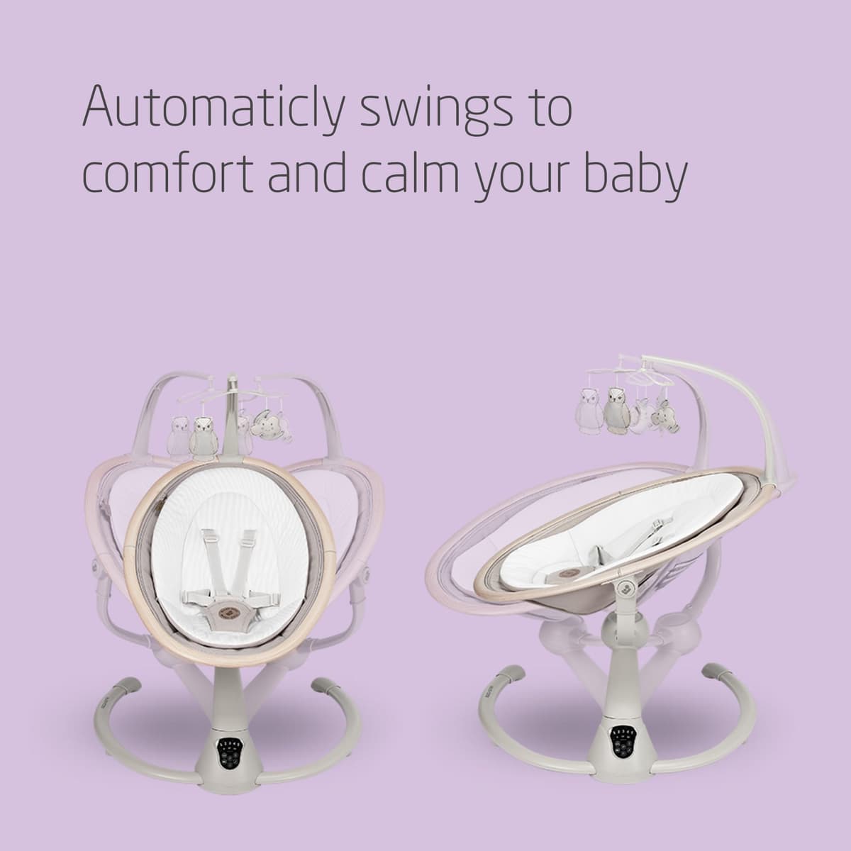 Maxi-Cosi Cassia Electric Baby Swing Chair, 0–6 Months, max 9kg, Baby Rocker, 12 melodies, 360° Seat Rotation, Automatic Motion Detection, 5 Swinging Speeds, 2 Recline Positions, Classic Beige — view 2