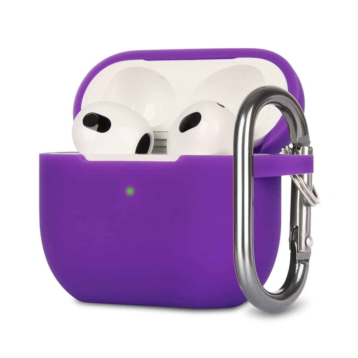 Funda de Silicona Compatible con AirPods 3, Anti-rasguños, Anti-Polvo, LED Frontal Visible, Funda Premium Silicona para AirPods 3.ª Generación (2021) con Mosquetón, Coral Orange — view 9