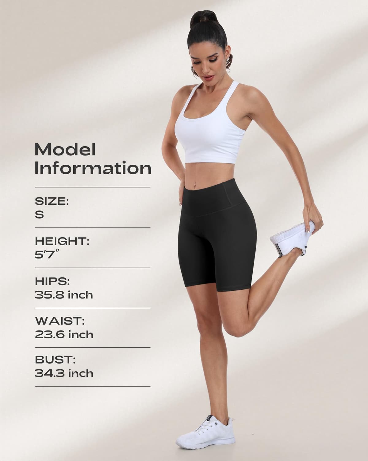 Pantalones cortos de ciclismo para mujer, cintura alta, control de abdomen, suaves, atléticos, gimnasio, yoga — view 5