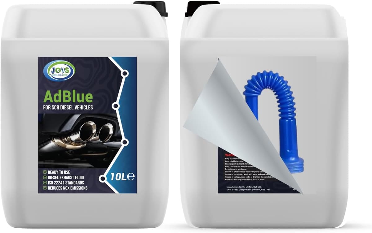 JOVS AdBlue 10 Liters with Spout – Diesel Exhaust Fluid Additive for SCR-Equipped Vehicles - Crystal Clean Diesel Treatment F