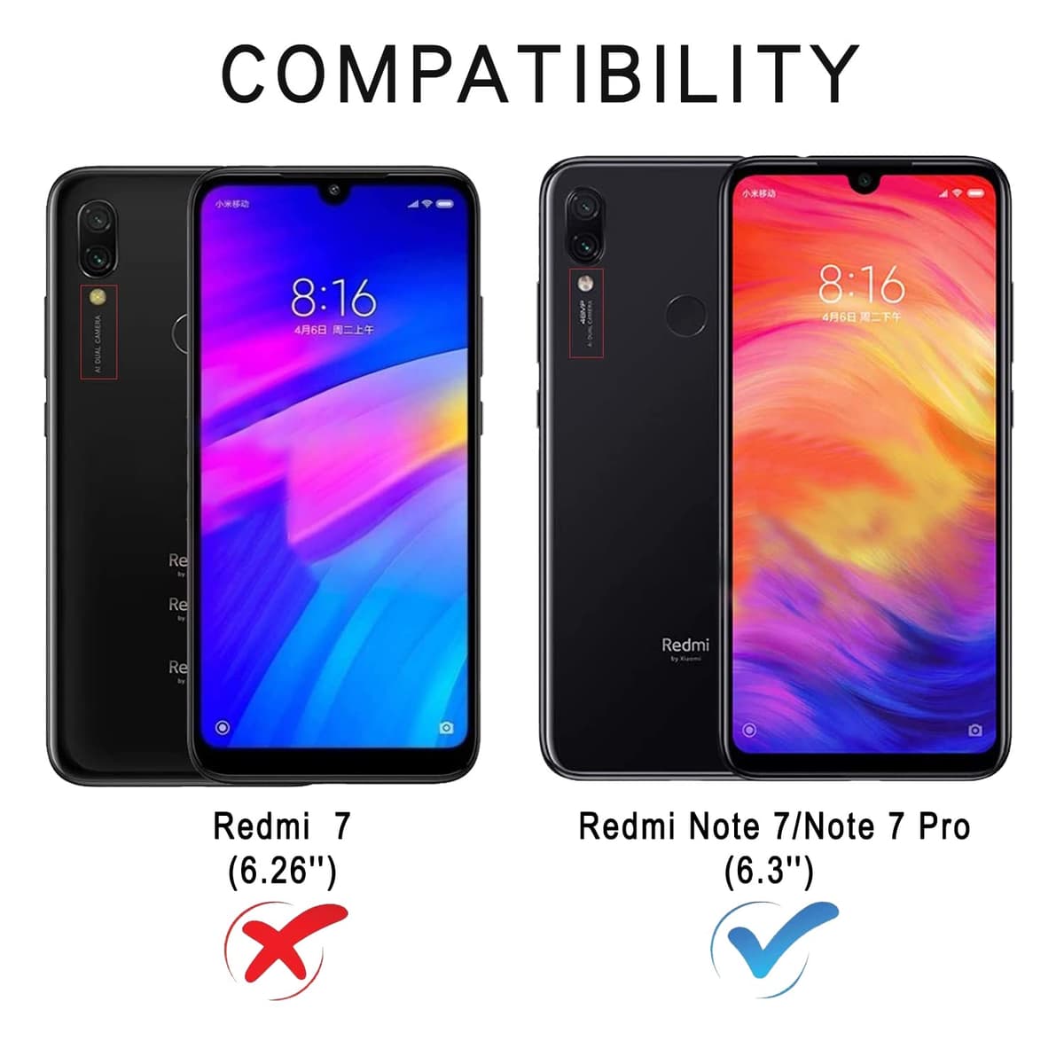 Case Compatible with Xiaomi Redmi Note 7 / Redmi Note 7 Pro, Premium PU Leather Wallet Case with [Card Slots], Shockproof Flip Cover for Xiaomi Redmi Note 7 / Redmi Note 7 Pro (Red) — view 2