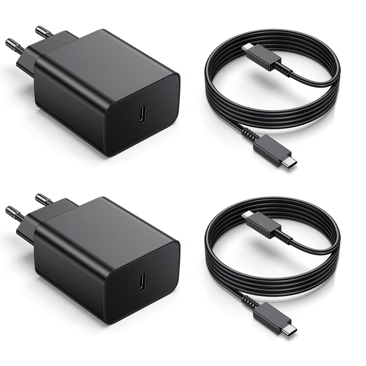 45W Cargador USB C 2Pack, Cargador para Samsung Carga Rapida Compatible con Samsung Galaxy S25 Plus Ultra/S25+/S24/S23/S22/S21/S20/S10/Note20/10/A73/A53 con 2M Cable, Tipo C Enchufe Carga Adaptador