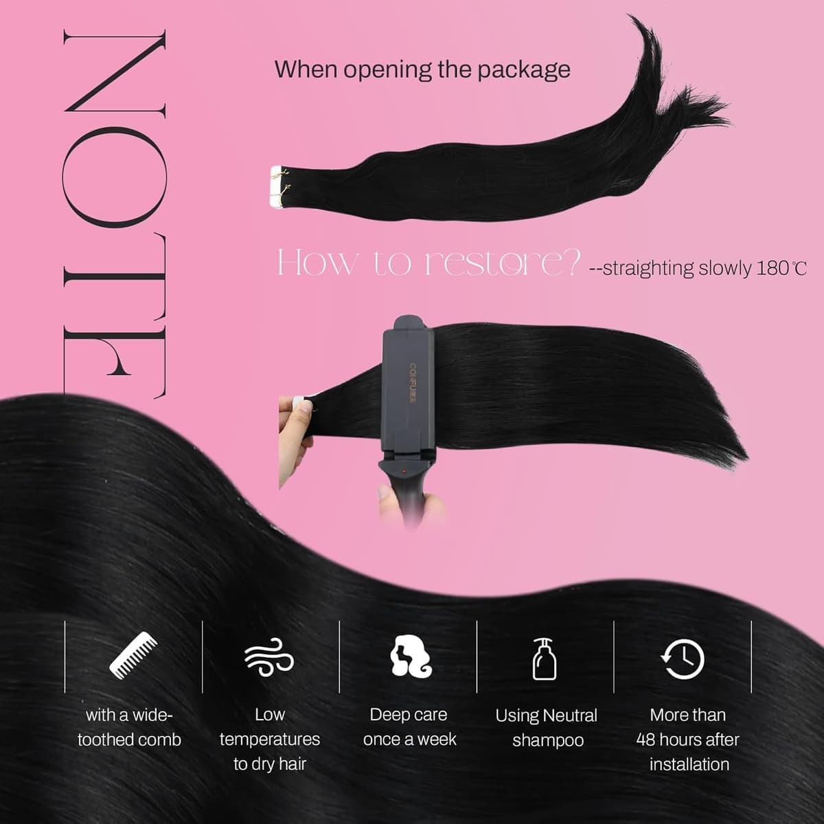 Moresoo Tape Hair Extensions Real Human Hair 18 Inch Jet Black Human Hair Extensions Tape in Black Remy Hair Straight Silky Soft for Women Natural Looking 20pcs/50g #1 — view 5