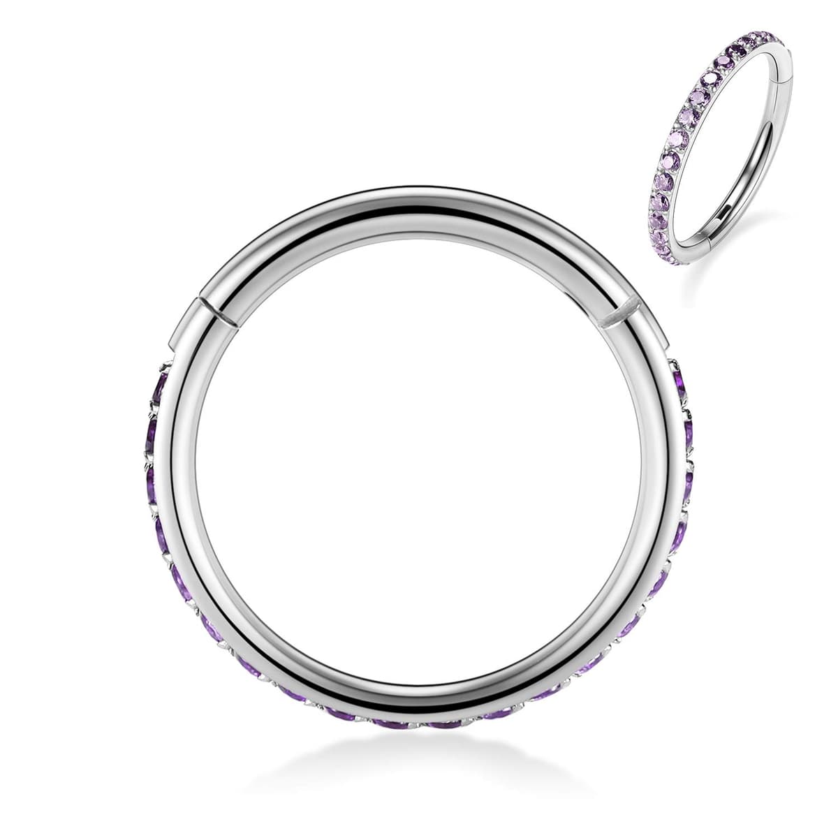 hengkaixuan CZ/Opal Nose Rings Conch Jewellery Septum Clicker 316L Surgical Steel Segment Ring Helix Cartilage Earrings Hoop Daith Tragus Rook Piercing Jewellery — view 53