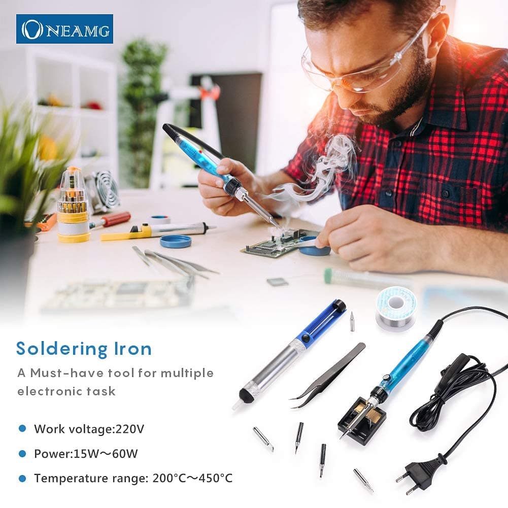 Kit de Soldador,Soldadores de Estaño Electronica con Caja de Herramienta Temperatura Ajustable con Interruptor Set de Soldadura Multímetro Digital Alambre de Soldar para Varios Usos y Reparaciones — view 3