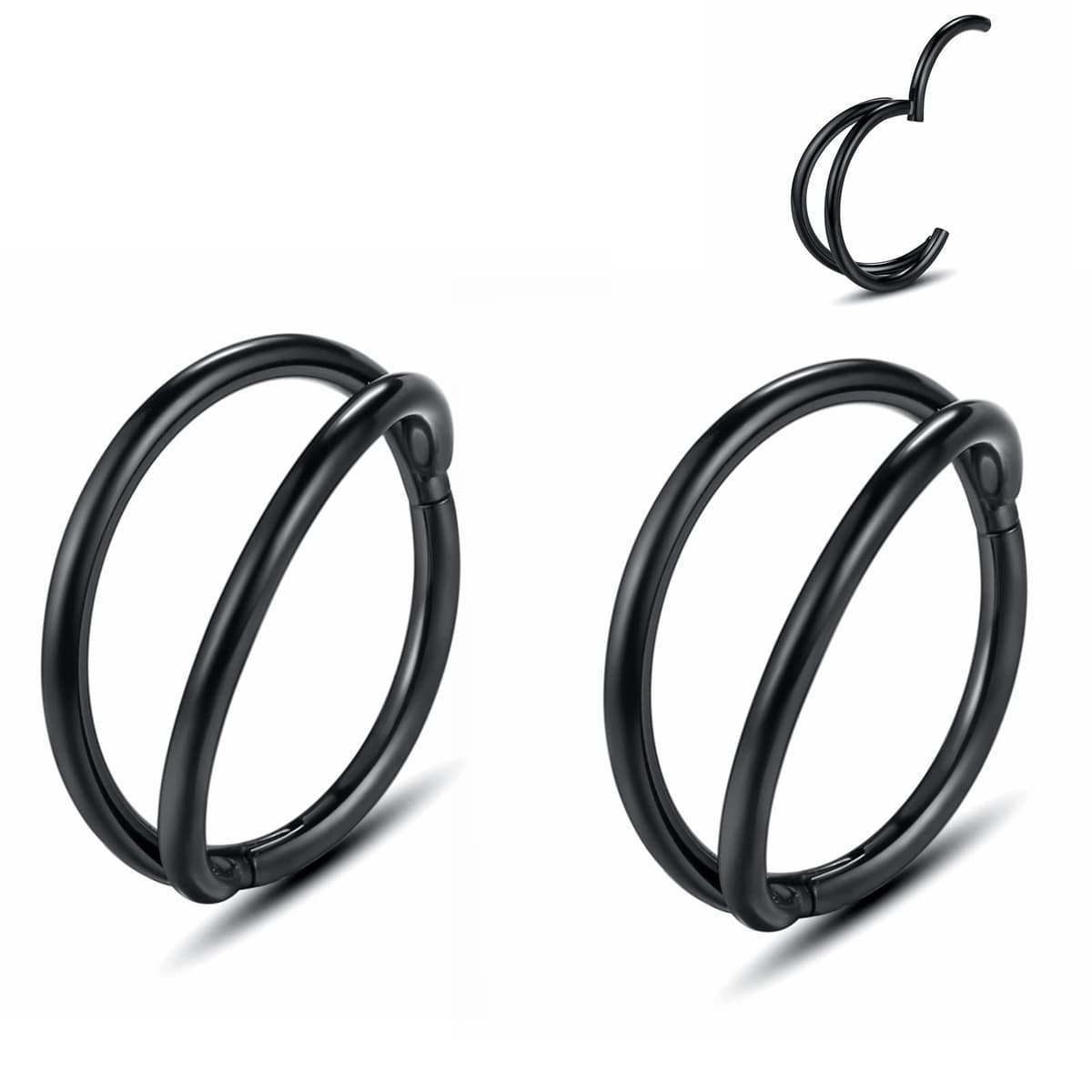 Yrogcu 20G 18G 16G 14G Single/Double Hoop Stainless-Steel Seamless-Hinged-Piercing Segment-Clicker Nose-Ring-Hoop : Diameter 6mm 8mm 10mm 12mm Cartilage Earrings — view 59