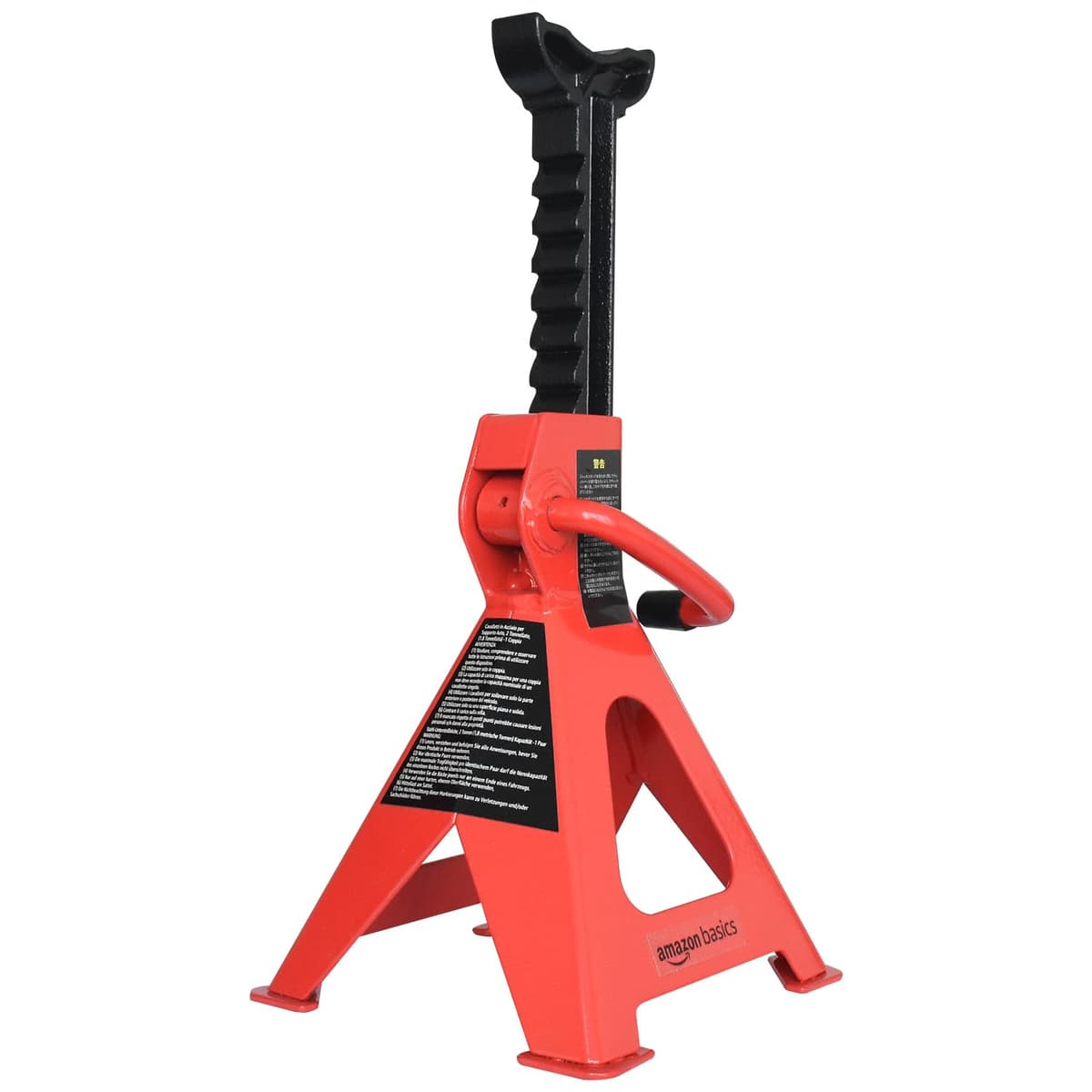 Amazon Basics Steel Jack Stands, 2 Ton (1.8 metric Ton) Capacity - 1 Pair, Red,Black — view 3