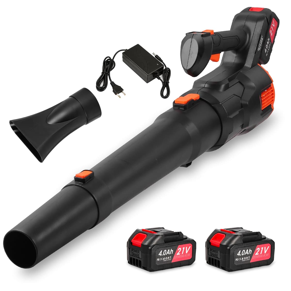 Soplador de Hojas Batería ,con 2x4.0Ah Baterías y Cargador, 132MPH, 380CFM, 3 Velocidades, con Tubo Recto y Curvo, Sopladora de Aire Potente para Jardín, Patio, Césped, Polvo y Hojas — view 8