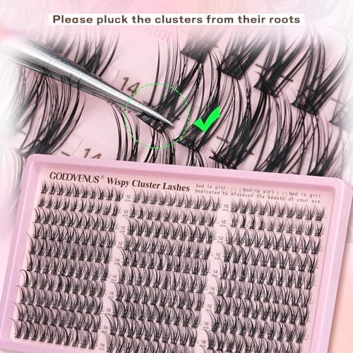 Goddvenus Lash Clusters Wispy Eyelashes Clusters Natural 300pcs Lashes Clusters 10-16mm DIY Cluster Eyelash Extensions C Curl Individual Lashes for DIY Lash Extension — view 6