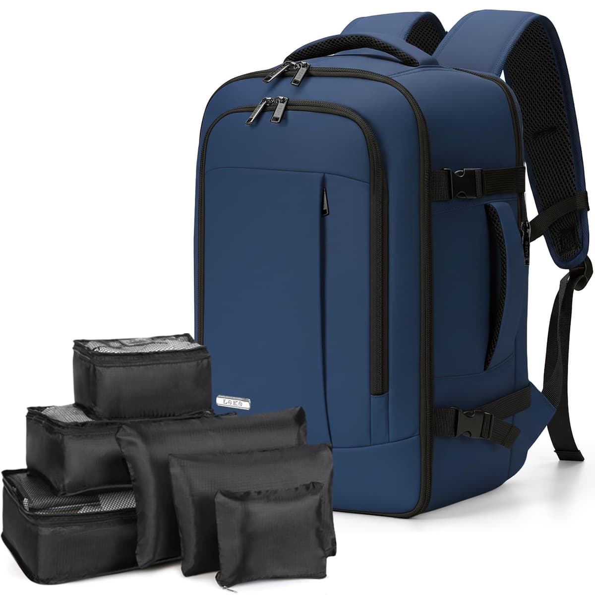 Lekespring Mochila de Viaje para Cabina de Avión 40x20x25 (20L), con Compartimento Húmedo y 6 Bolsas Organizadoras - Negocios y Escuela - Negro — view 7