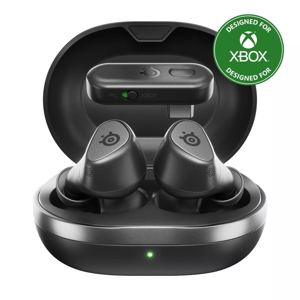 SteelSeries Arctis GameBuds™ para Xbox - Auriculares inalámbricos para Juegos - 2,4 GHz + BT5.3 - Modo ANC/Transparencia - Resistencia al Agua IP55-40 Horas de autonomía - Carga inalámbrica - Xbox, — view 2