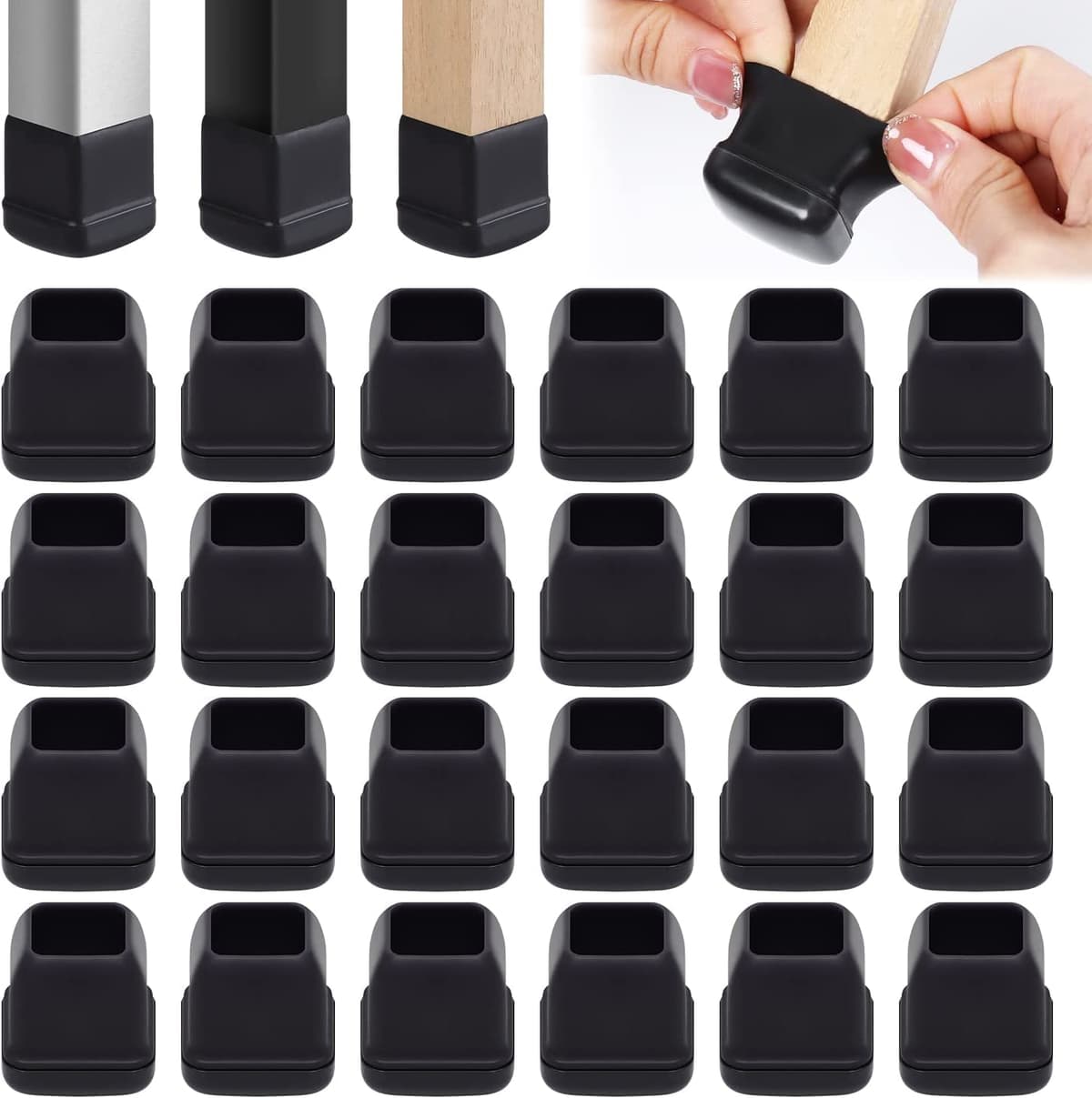 Ezprotekt Protectores de Suelo Transparentes para Patas de Silla 20-28mm, 16 Tapones de Silicona con Fieltro Envuelto, Fundas de Silicona Redondo — view 49