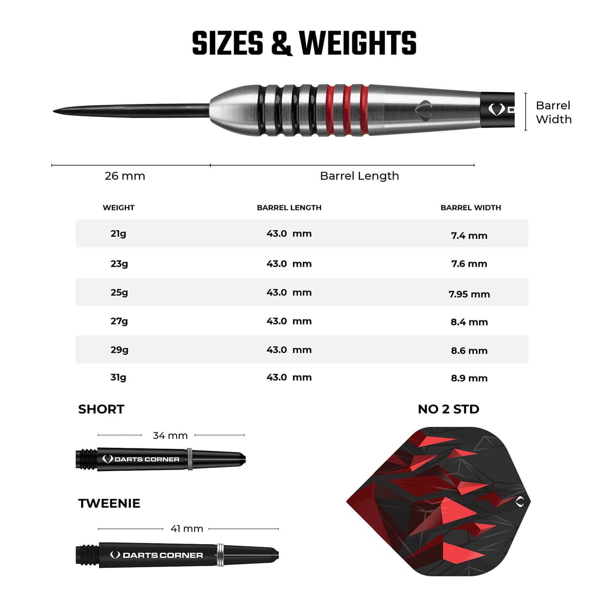 Darts Corner Astrofire | Juego de Dardos con Cuerpo 90% tungsteno y Punta de Acero Incluye 6 Aletas, 6 Varillas, Tarjeta de Pago y Estuche de Almacenamiento, Anillos y — view 5