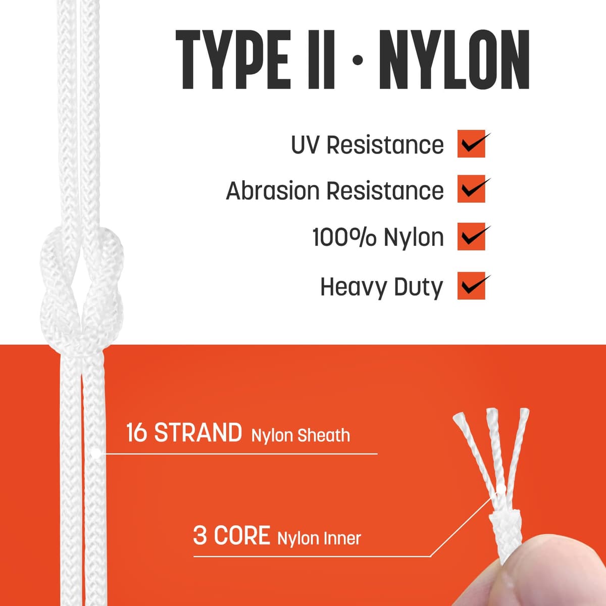 3mm Paracord 425 Tipo II 30m Blanco | 100% Nylon Cuerda 3 Hebras | Ideal para Al Aire Libre, Camping, Supervivencia, Bricolaje — view 4