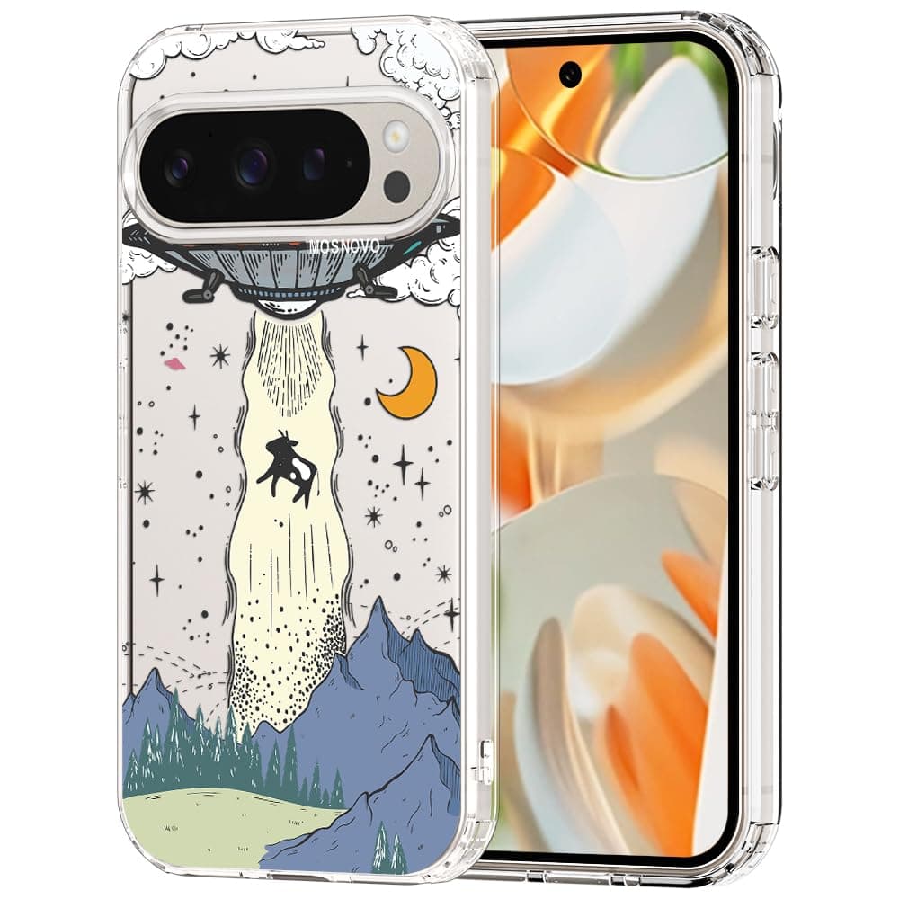 MOSNOVO Case for Google Pixel 9 & Pixel 9 Pro, [Buffertech 6.6ft Military-Grade Drop Protection] [Anti Peel Off Tech] Clear TPU Bumper Phone Case Cover Design - Eucalyptus — view 18