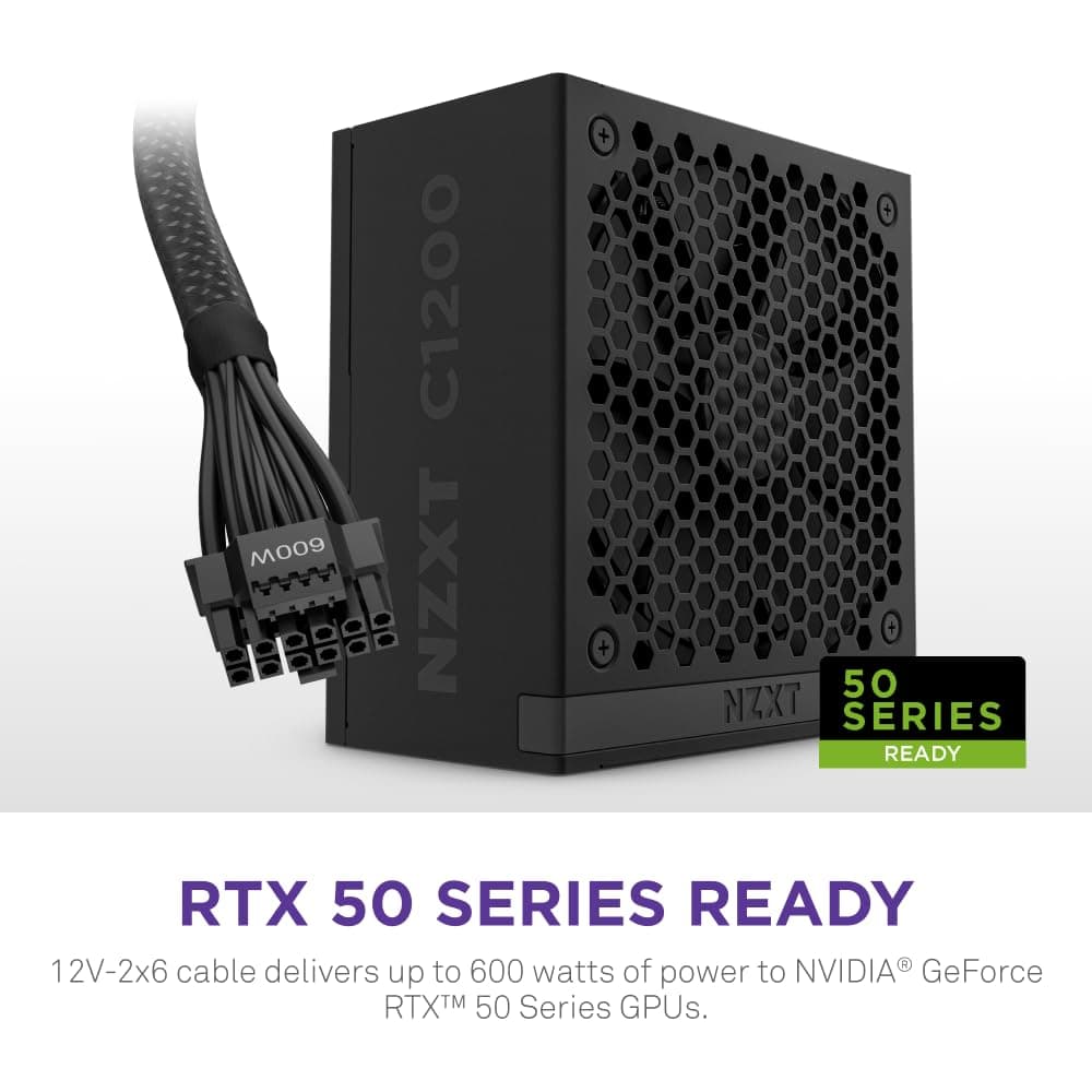 NZXT C1200 Gold ATX 3.1 - Fully Modular Low-Noise PC Gaming Power Supply - 1200 Watts - 80 PLUS Gold - 12V-2x6 Connector - Zero Fan Mode - 100% Japanese Capacitors - Black — view 4
