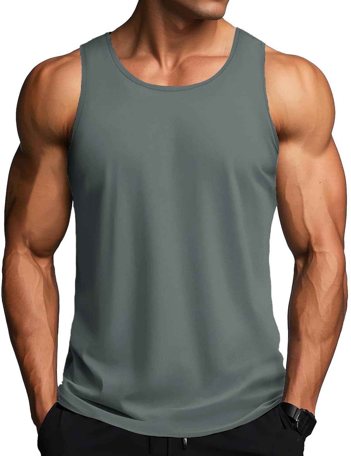 MAGCOMSEN Camiseta Tirantes Hombre Running Entrenamiento Deportiva Ropa Gimnasio Chaleco Secado Rápido UPF 50+ Camiseta sin Mangas para Hombre — view 7
