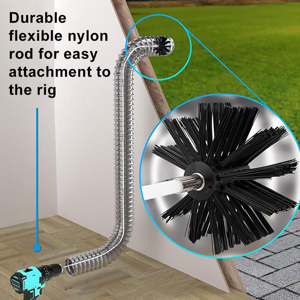 deshollinador de chimeneas, Juego de 24 Piezas para Limpieza con 18 Varillas de 41 cm, 2 Cabezas de Cepillo de 15 cm, 2 a Varilla Hexagonal de 4,5 cm, a Cepillo con Mango de Madera de 38 cm — view 4
