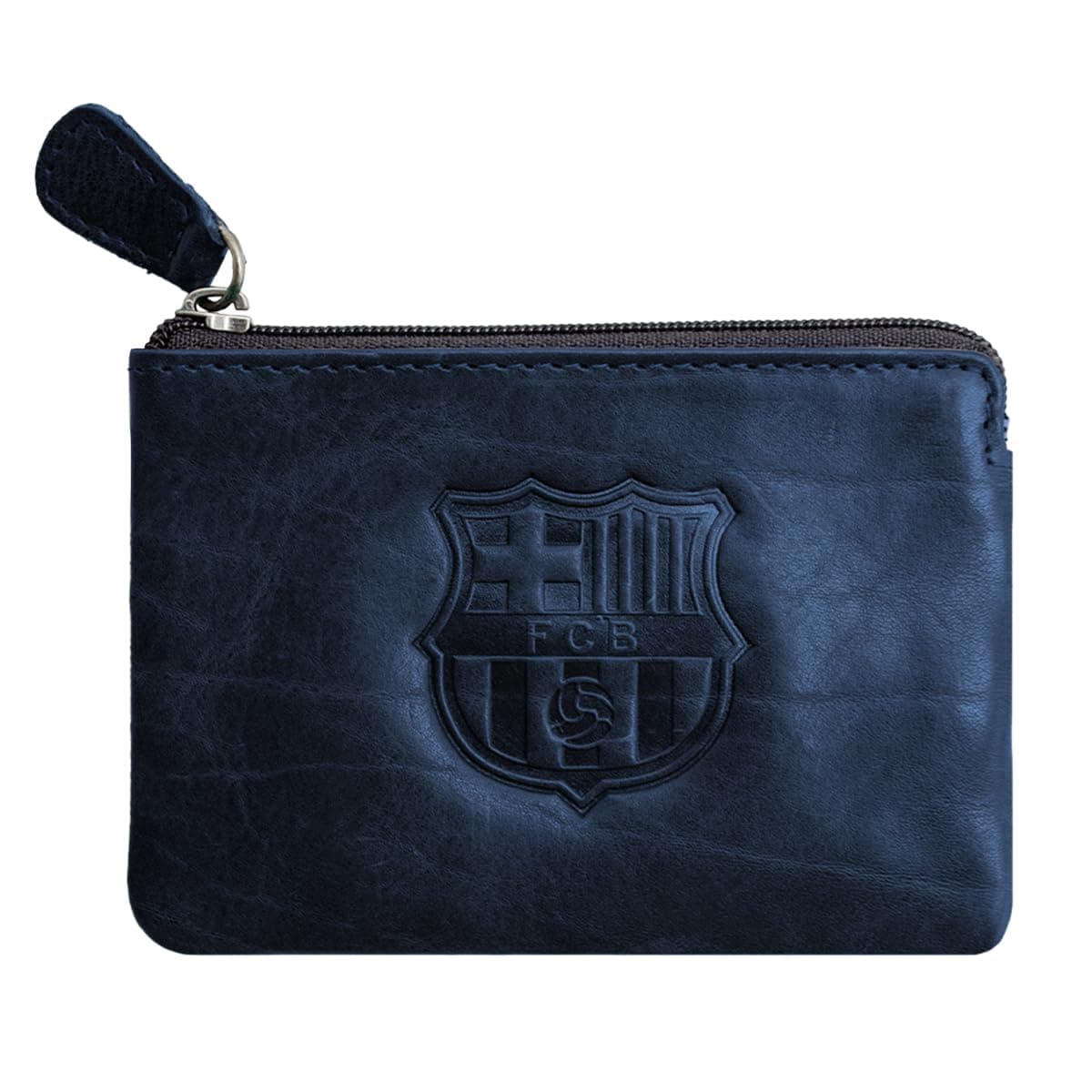 Monedero Piel FC Barcelona con Escudo Grabado | Mini Cartera Compacta con Cremallera | Accesorio Oficial Licenciado para Aficionados (Negro) — view 5