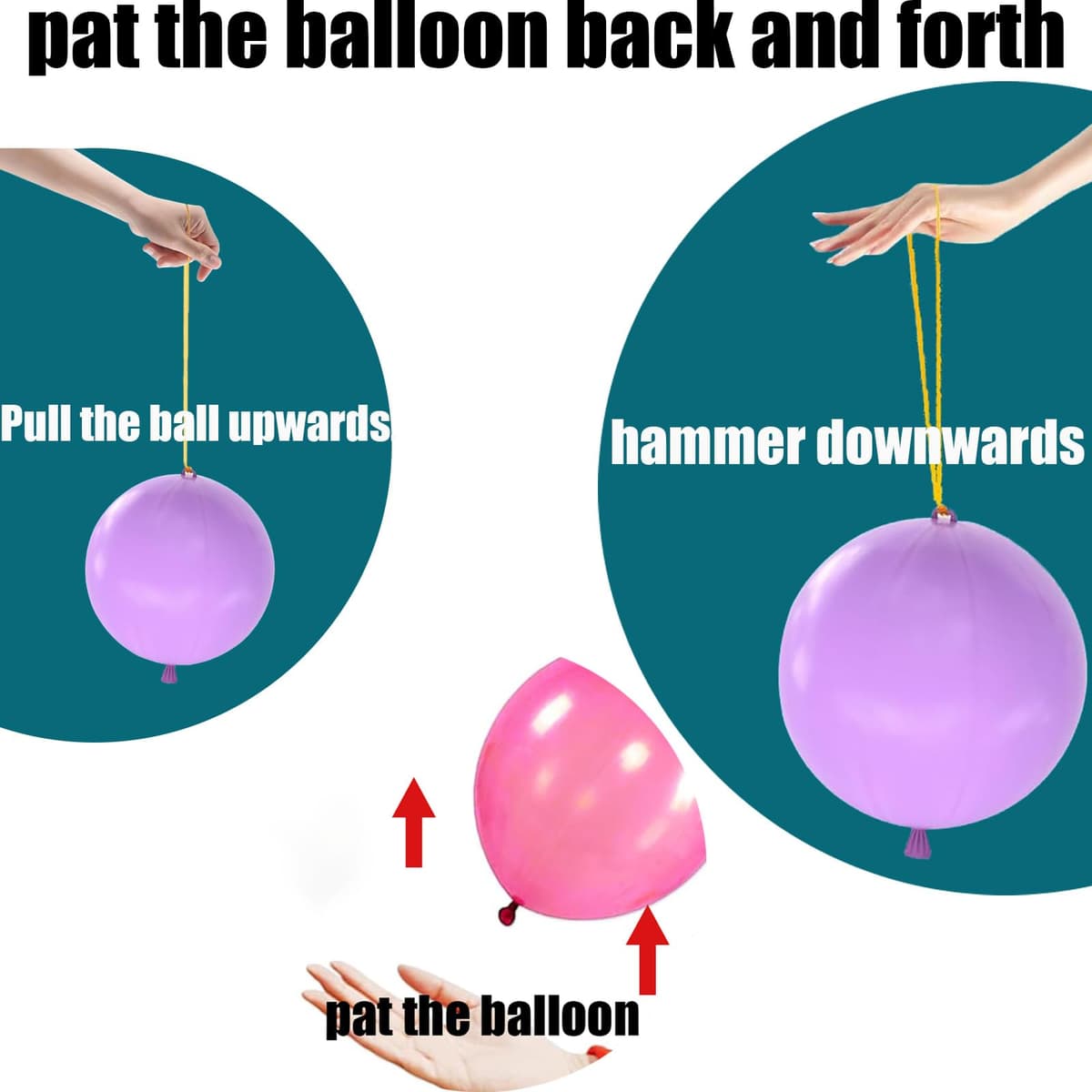 50PCS Punch Balloons for Party Bags - Giant Balloons for Kids, Punch Balloons Indoor/Outdoor Games, 7 Colours (Orange/Blue/Pink/Green/Red/Purple/Yellow), High Quality & Reusable — view 4