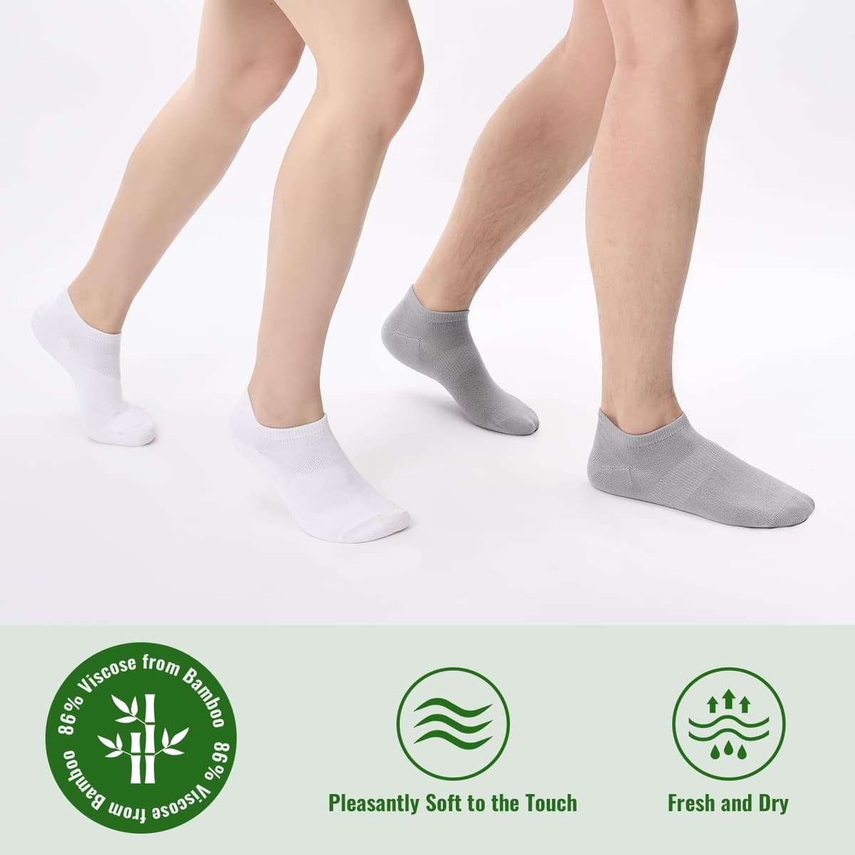 Niorasen Calcetines Invisibles Hombre y Mujer de Bambú 6 Pares, Pinkies Unisex Transpirables con Silicona Antideslizante, Calcetines Bajos para Zapatillas y Mocasines, Talla 35-50 — view 4