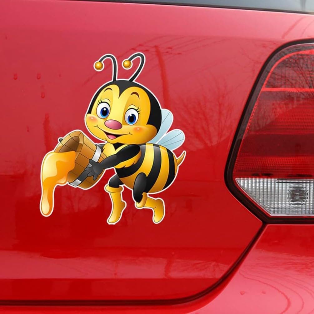 2 pegatinas bonitas de dibujos animados de abeja para coche, 11 x 13 cm, impermeables, esteticas, adecuadas para coche, portátil, viajes, vinilo extra duradero PVC Materia |# TM12 — view 3