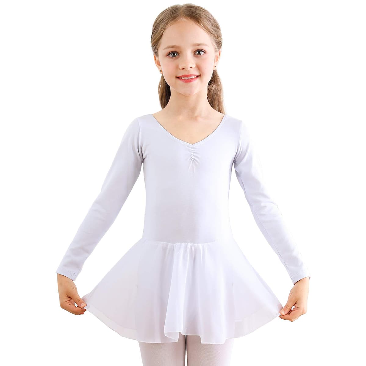 Bezioner Vestido de Ballet Maillot de Danza Manga Larga Gimnasia Leotardo Algodón Body Clásico para Niña — view 10