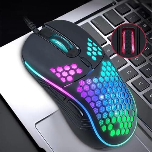 VANEX V02 Wired RGB Gaming Mouse Ergonomic, Honeycomb Shell Mouse, 6 Programmable Buttons, 7200 DPI, 1.5m Cable — view 3