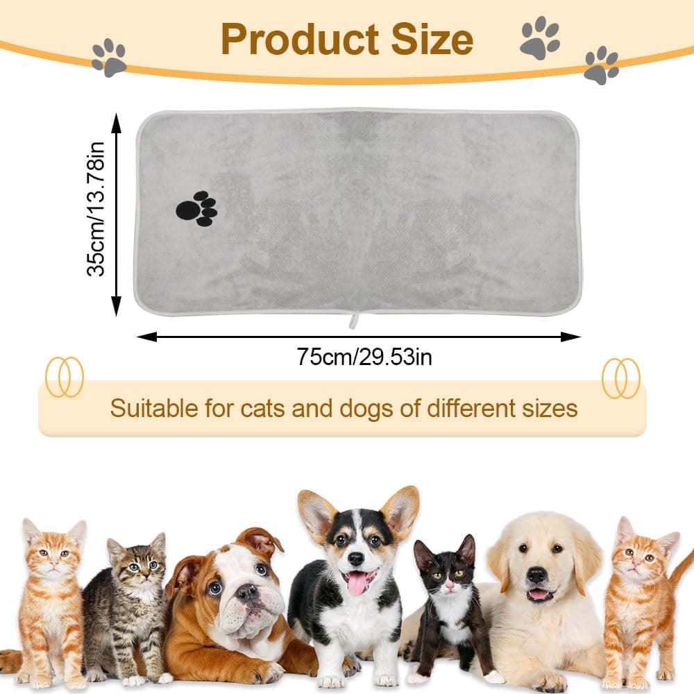 2 Piezas Toalla Perro, 75 x 35 cm Toalla Absorbente y Suave para Mascotas, Toallas de Microfibra para Perros, Toalla Perro Secado Rapido, Toalla para Mascotas, para Lluvia, Chubascos y Baño — view 2