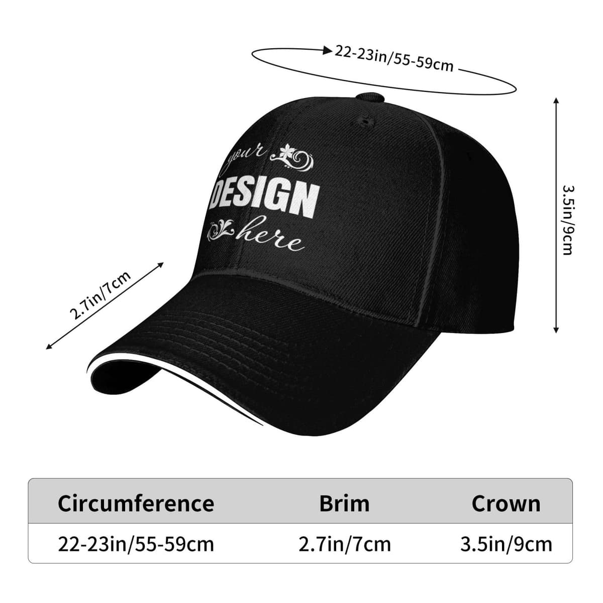 Gorra de Béisbol Personalizada - Diseña tu Propia Gorra con Foto y Texto, Gorra de Sándwich Ajustable para Hombre y Mujer, Gorra Deportiva Estructurada y Transpirable — view 2