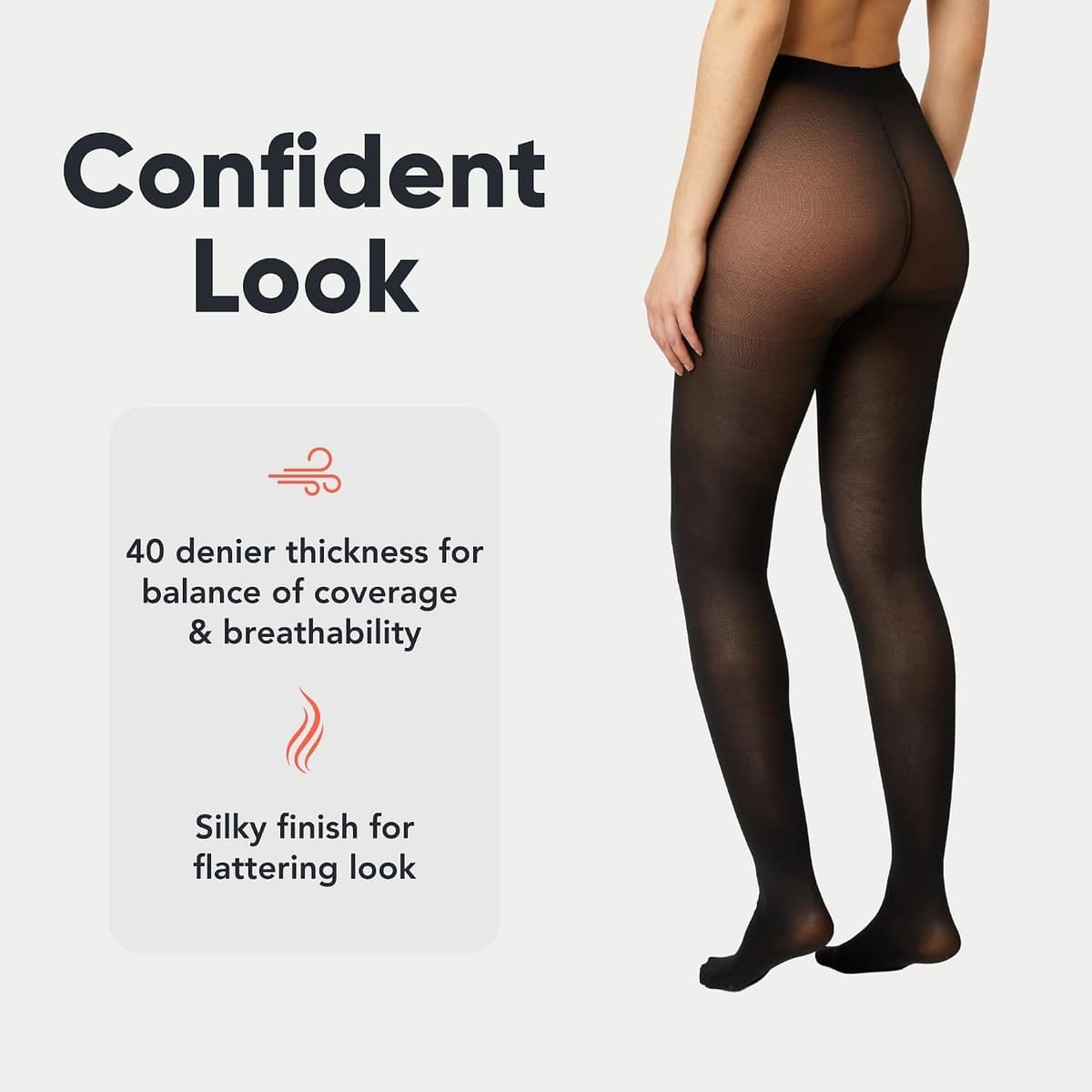 FM London 5-Pack Tights for Women - Comfortable Women's Tights with Stretch Fit Design - 40 Denier - Available in Black, Nude & Navy Colours - Soft and Durable Construction for All Occasions S Black — view 2