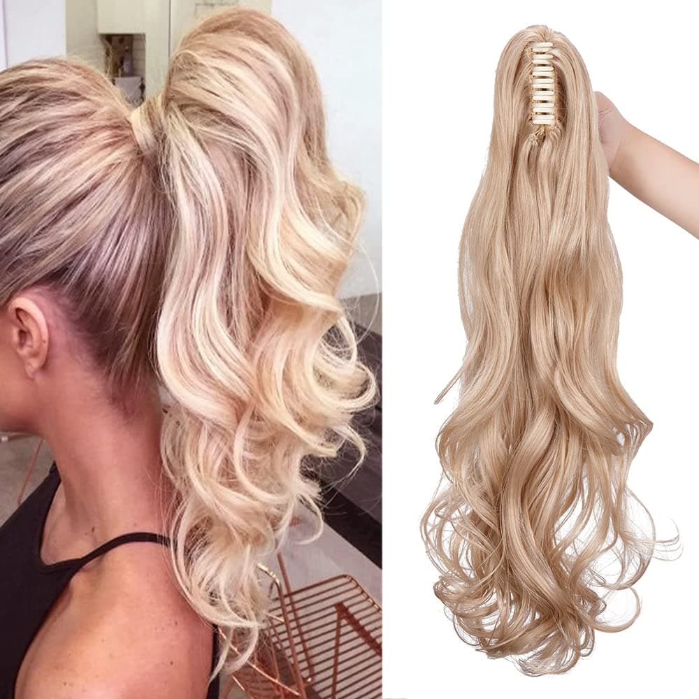 17"(43cm) SEGO Ponytail Long Synthetic Hair Looks Natural [Red Brown/Orange] Clip in Hair Extensions Curly Tail Ponytail Extension (90g) — view 62