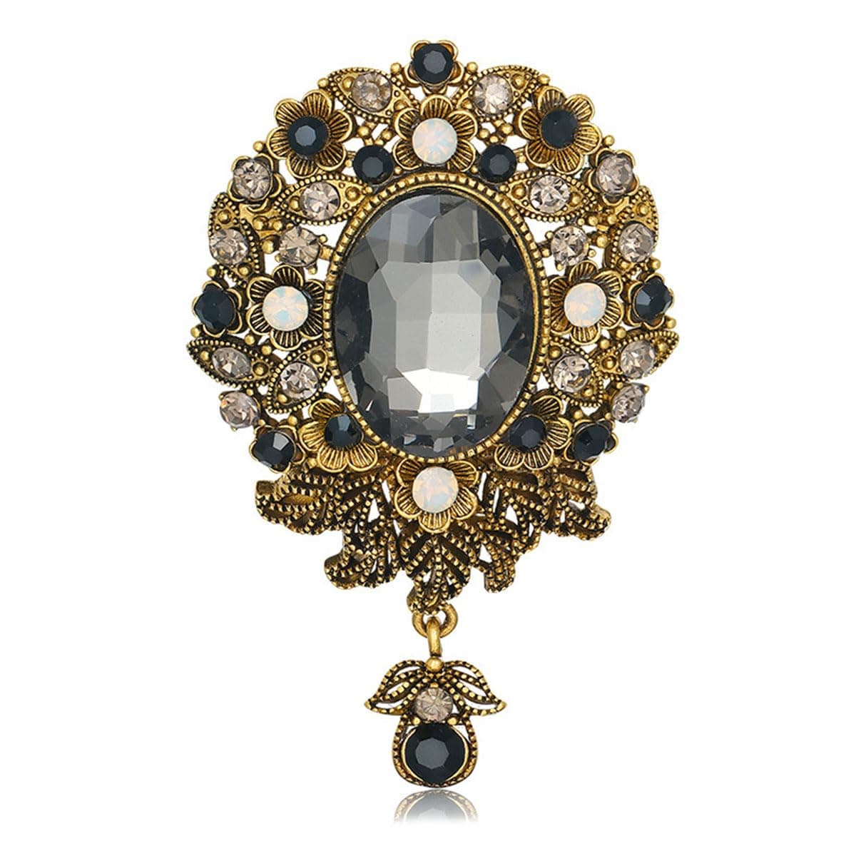 FAIRYGATE Rhinestone Brooch Clothing Jewellery Accessories Fashion Elegant Shiny Crystal Teardrop Brooches Wreath Pendent Lapel Pin，B36 — view 26