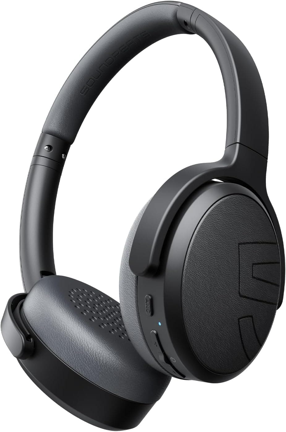 SOUNDPEATS Space Lite On-Ear Hybrid Active Noise Cancelling Headphones, Bluetooth 5.4 Foldable Wireless Headset, up to 45.5H Playtime, 30mm Drivers On Ear Headphones (Black)