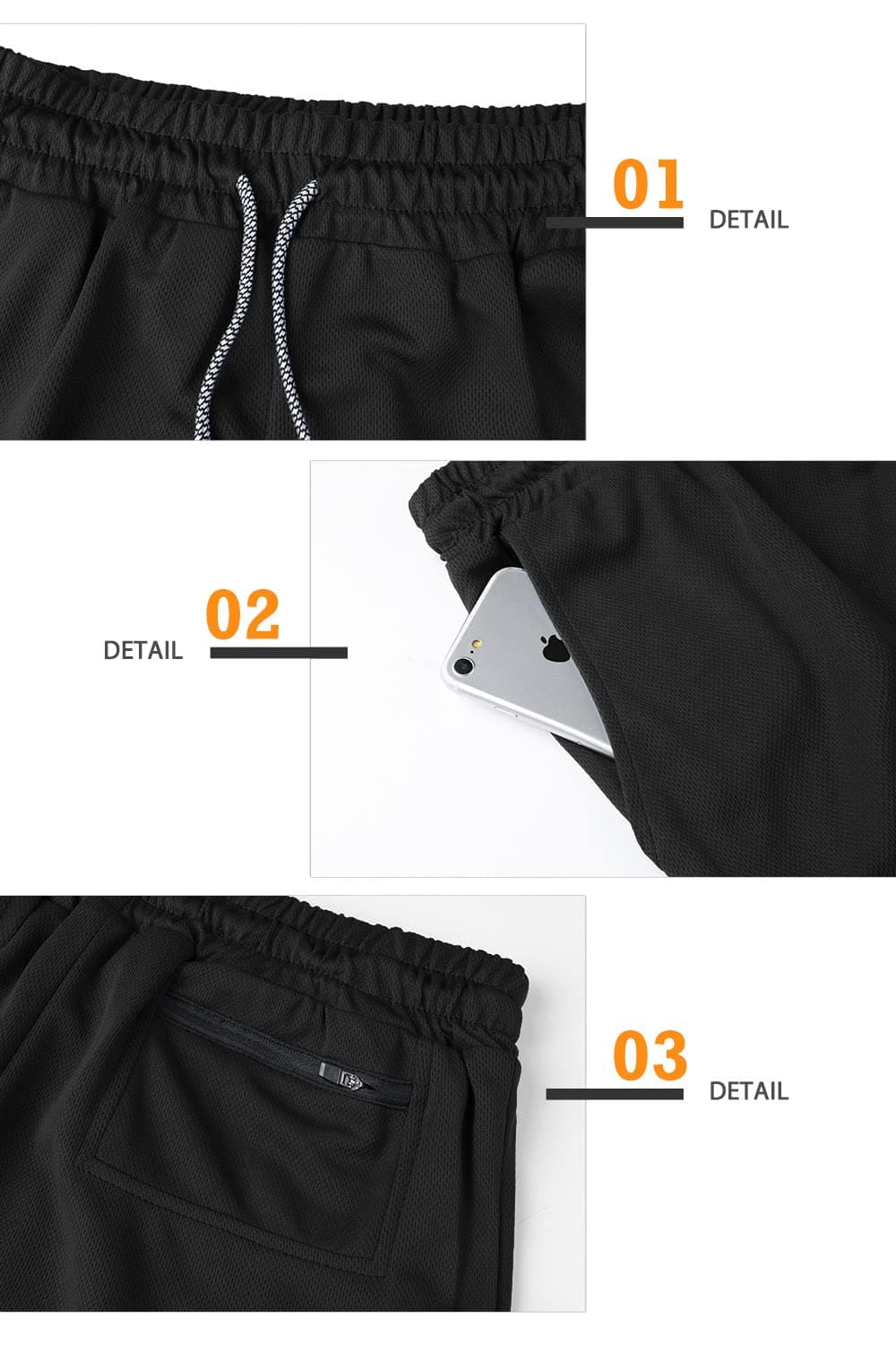 Superora Mens Running Gym 2 in 1 Sports Shorts Breathable Outdoor Workout Training Shorts with Pockets — view 5