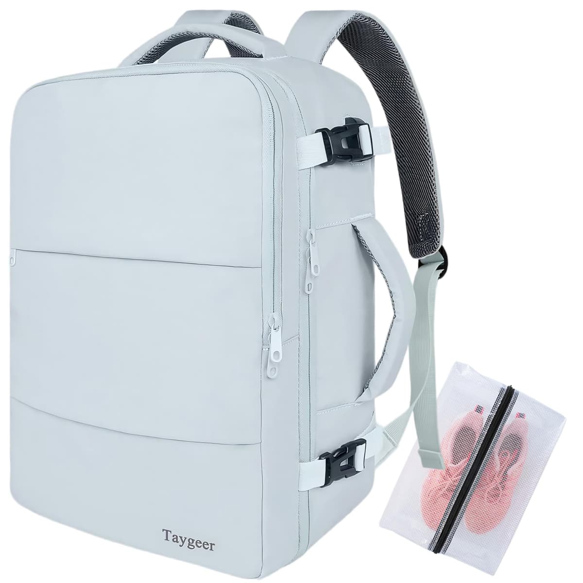 Taygeer for New Ryanair Cabin Bags 40x30x20 Underseat, Travel Backpack Cabin Size, Rucksack for Plane Hand Luggage Backpack for Travelling, Ryan Air Cabin Bag 40x30x20 with Separate Shoe Pouch, Black — view 14