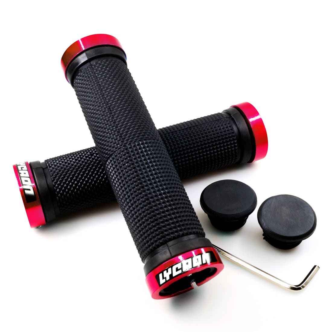 LYCAON Manillares para Bicicletas, Goma Antideslizante, con Bloqueo de Aluminio, para bicletas Scooter, Cruiser, Urban, triciclos, de montaña, Carretera, MTB, BMX y Plegables, Azul