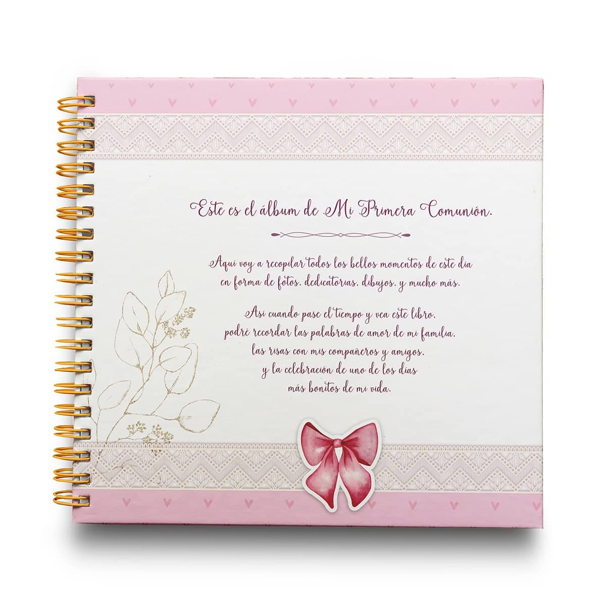 Libro de Firmas Comunión Niña Personalizado - Tamaño 25 x 21 cm. Personalización del Álbum en Portada Foto y Nombre. 60 páginas impresas a color. ONEPERSONAL — view 3