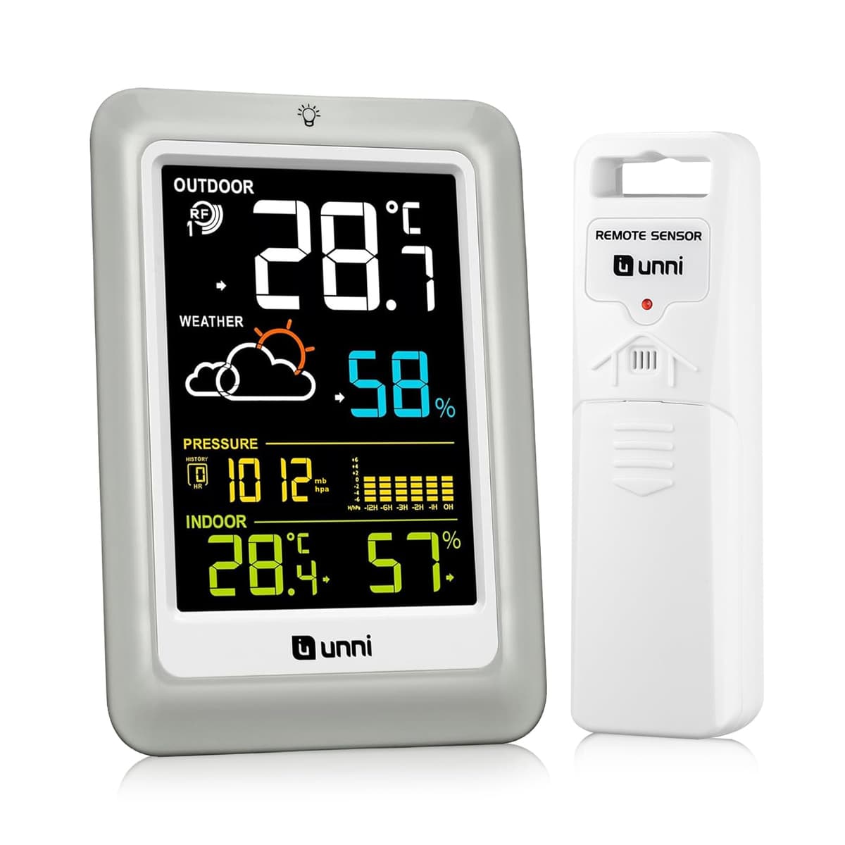 Termómetro inalámbrico para interiores y exteriores funciona con baterías, Sensor remoto de 100 m de alcance y pantalla con retroiluminación — view 7
