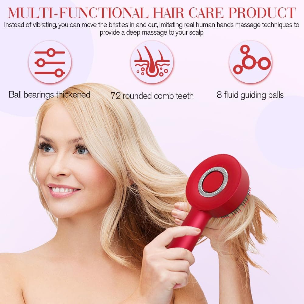 Cepillo de Masaje para Cuero Cabelludo, 3 en 1 Cepillo de Masaje Capilar, Peine Masajeador Capilar con Luz Roja y Aplicador de Aceite 6ml para Crecimiento de Cabello — view 5