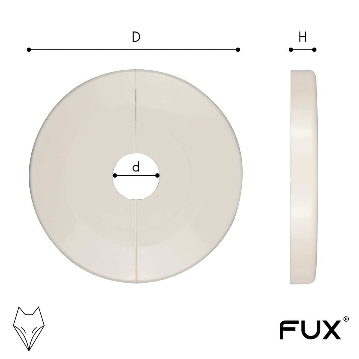 2 Piezas de rosetas individuales para tuberias de calefaccion, diferentes tamaños para diámetros de tubo de 12mm a 43mm, embellecedor, cubre tubos radiador, tapa (18mm, Blanco Crema RAL 9001) — view 3