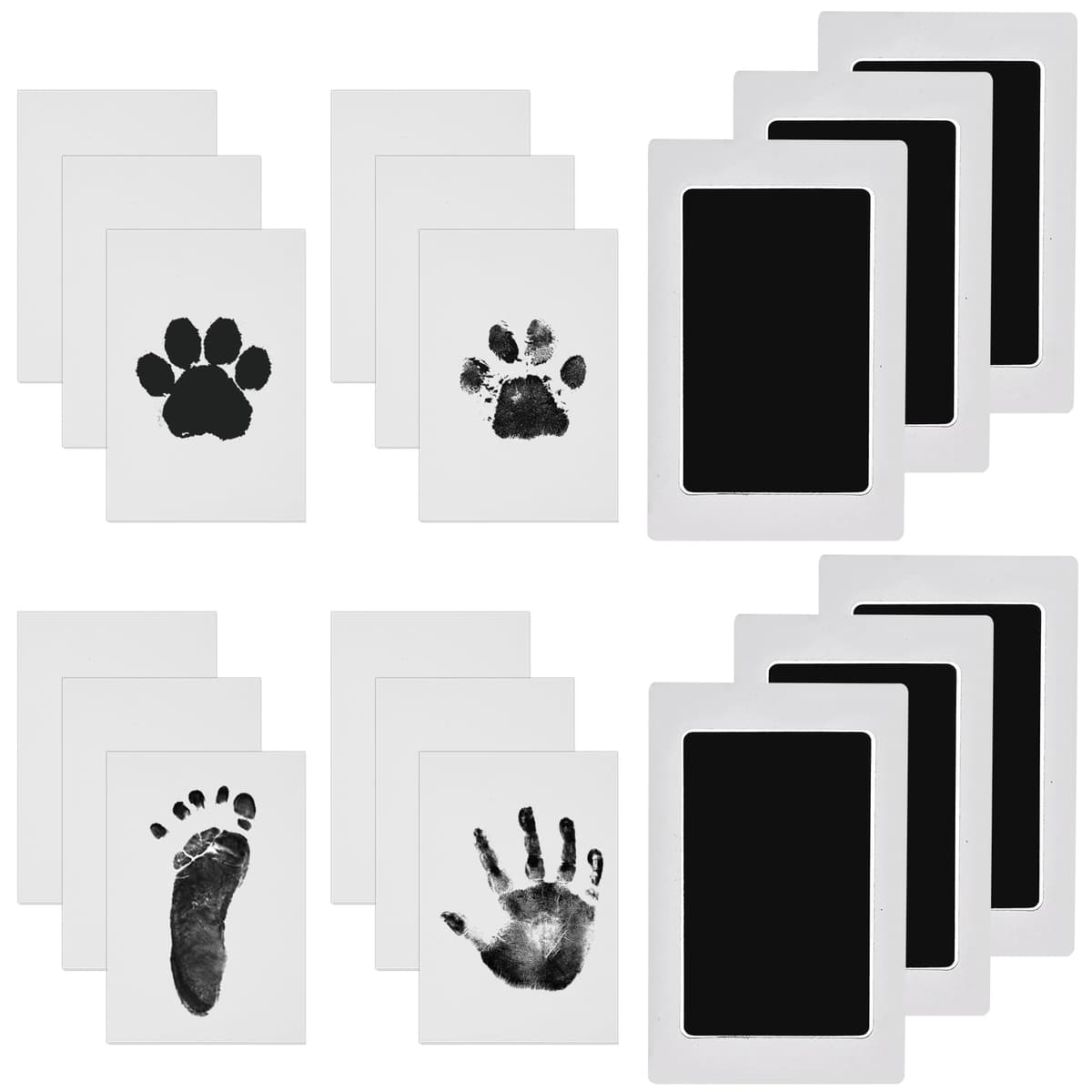 Nabance Baby Handprint and Footprint Kit, Safe Non-Toxic, 6 Baby Inkless Print Pads, 12 Imprint Cards, Dog Pet Paw Print, Imprint Kit, Newborn Keepsake Kit - Black